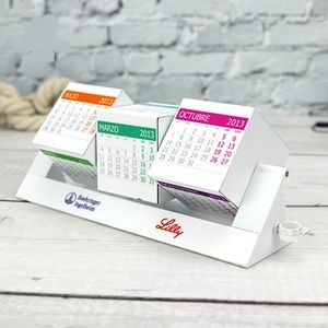 12 Sides Custom Print Cube Calendar w/Pen Holder