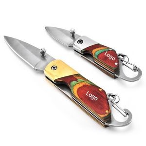 Stainless Steel Folding Pocket Knife with Key Chain