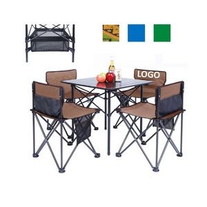 Outdoor Folding Chairs Set With Aluminum Table