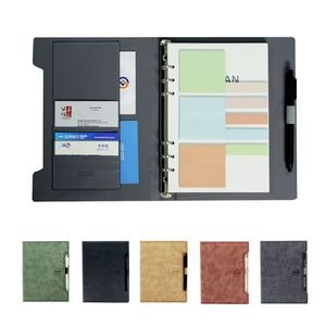 PU Leather Sticky Notes Notebook With File Holder