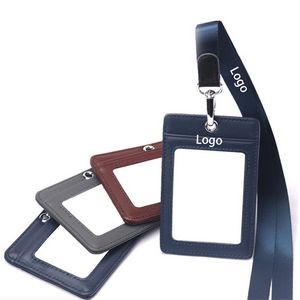 Genuine Leather ID Badge Holder with 3 Slots