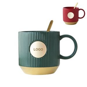 Classic Vertical Stripes Ceramic Coffee Cup (direct import)