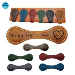 Engraved Magnetic Genuine Leather Bookmarks