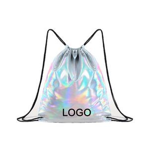 Holographic Laser PU Drawstring Backpack