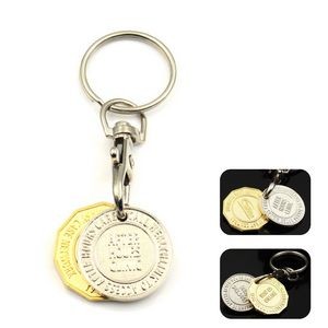 Shopping Cart Coin Keychain Set
