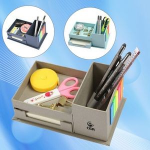 Storage Box for Sticky Notes with Built-in Pen Holder