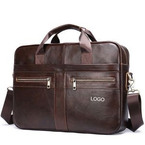 Vintage 15.6 Inch Waterproof Leather Laptop Briefcase for Men
