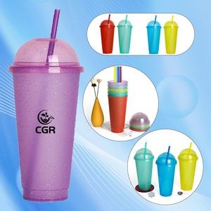 27 Oz. Straw Cup with Dome Lid, Dynamic Color Transformation