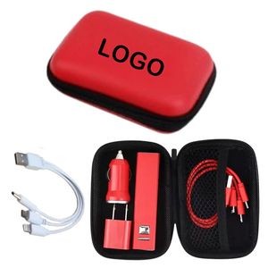 4 in 1 Red Portable Charging Set for Multi-Functional and Compact Device Charging