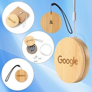 Compact Bamboo Charging Cable Set for On-the-Go Charging