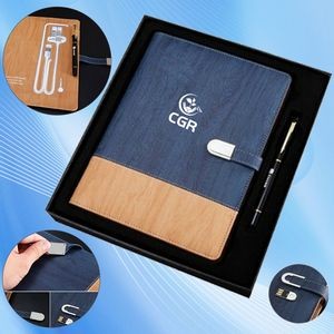 Power Bank, Flash Drive, and Pen Gift Set with Notebook