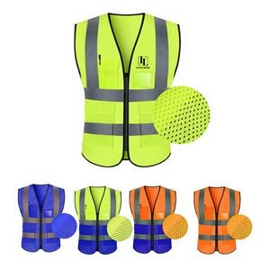 Reflective Safety Vest w/Reflective Strips & Multi-Pockets