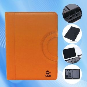 A4 Leather Multifunctional Zipper Wireless Charging Treasure Mobile Power Portable Folder