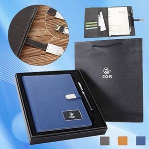 Business Notebook Set with Power Bank and Flash Drive