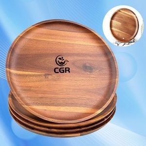 Natural Wood Round Plates Set