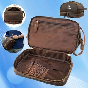 Travel-Ready Leather Toiletry Bag for Men