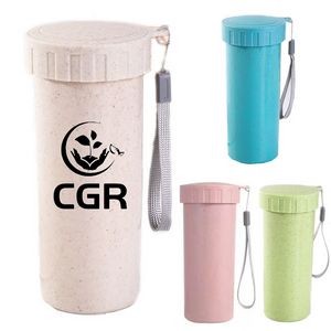 15 OZ Wheat Straw Advertising Cup with Portable Hand Strap