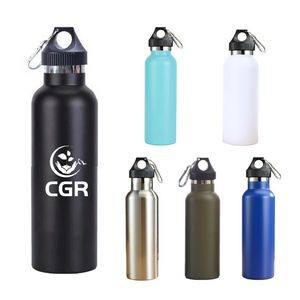 17oz Stainless Steel Insulated Thermos Water Bottle with Carabiner Clip for Travel