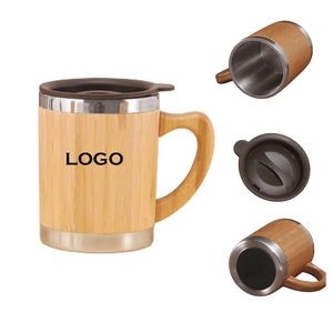 10oz Bamboo Coffee Mug with Handle and Lid