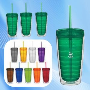 Lid & Straw Double-Wall Tumbler
