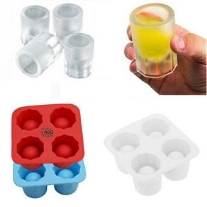 Cool 4 Cup Shot Glass Silicone Tray Ice Mold