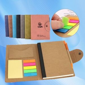 Snap Closure Kraft Paper Notebook with Sticky Notes