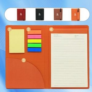 PU Leather Notebook with Pen and Convenient Sticky Notes
