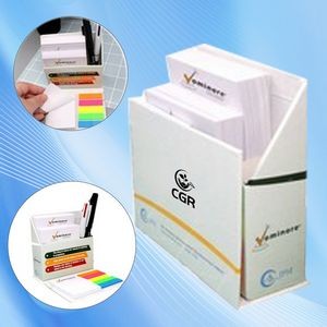 Desk Stand Sticky Notes Box with Convenient Pen Holder