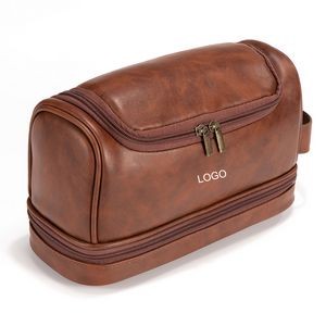 PU Leather Large Travel Toiletry Bag for Men
