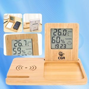 Wooden Alarm Clock Wireless Charging