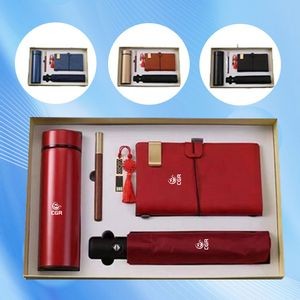 Gift Bundle with Umbrella, Tumbler, Notebook, Pen, and USB Drive