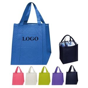 Portable Insulated Tote Bag with Zippered Top for Groceries