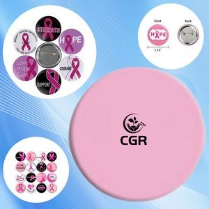 Round Pink Ribbon Pin (direct import)