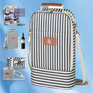 Blue Stripe Wine Tote Bag