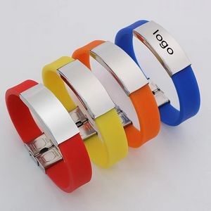 Silicone Bracelet Wristband w/ Metal