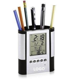 Pen Holder With Digital Clock