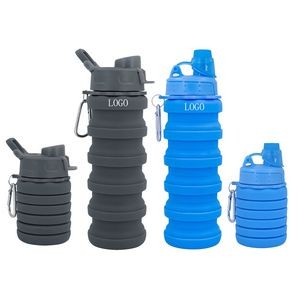 Collapsible Silicone Bottle with Carabiner- 17 oz