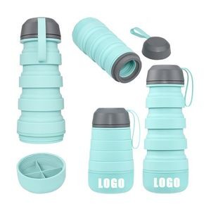13.5Oz Silicone Collapsible Water Bottle with Pill Case