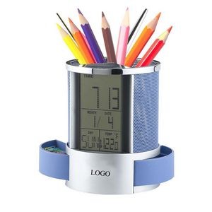 Multifunction Desk Clock with Pen Cup