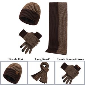 Touch Screen Gloves Knitted Beanie Hat Long Scarf for Men Women