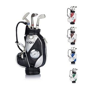 Mini Golf Bag With Clock Pen Holder