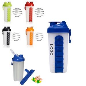 20 oz. Pill Box Water Bottle With Carabiner