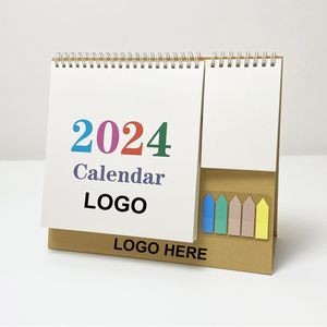 Flip Desk Calendar With Pocket & Sticky Notes