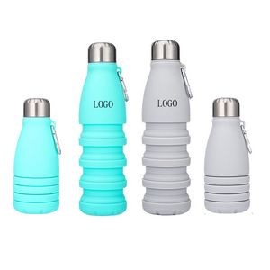 Collapsible Silicone Bottle With Stainless Steel Cap - 18 oz