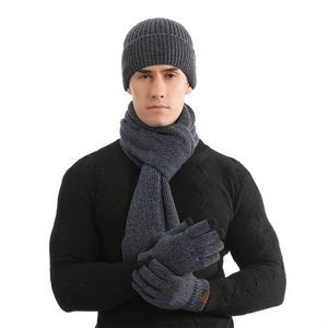 3PCS In 1 Winter Beanie Hat Scarf Gloves Set