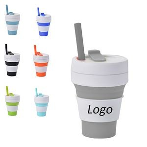 350ML Silicone Collapsible Travel Cup With Straw