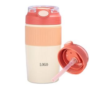 Stainless Steel Vacuum Insulated Kids Straw Bottle-16 Oz
