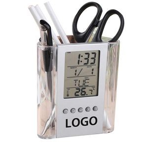 Multi-Functional Clock Pencil Holder