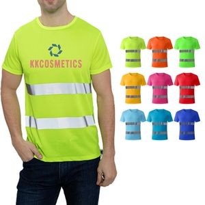 Customizable Class 2 Breathable Hi Vis Reflective Safety Short Sleeve Round Neck T-shirt