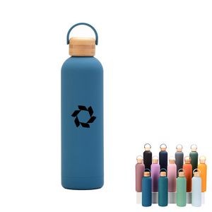 34 Oz Stainless Steel Insulated Water Bottle With Bamboo Lid